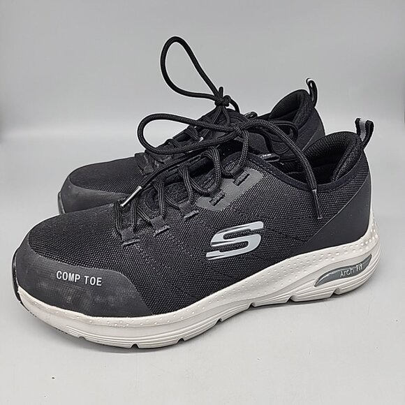 SKECHERS Z4788 Women’s Black Work Arch Fit SR Composite Toe Shoes Size 8 Eur 38 - Picture 1 of 10
